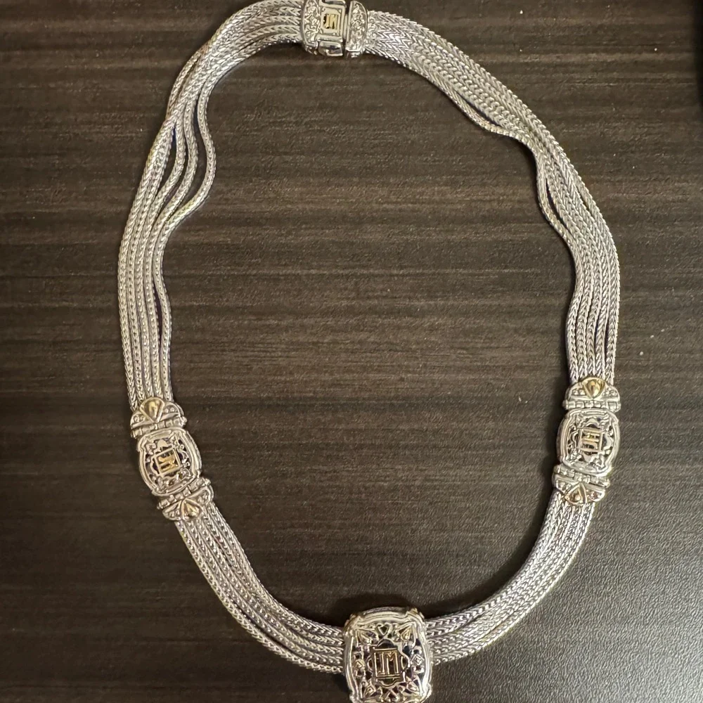 John Medeiros five strand two tone Necklace 16” and matching earrings - Picture 7 of 7